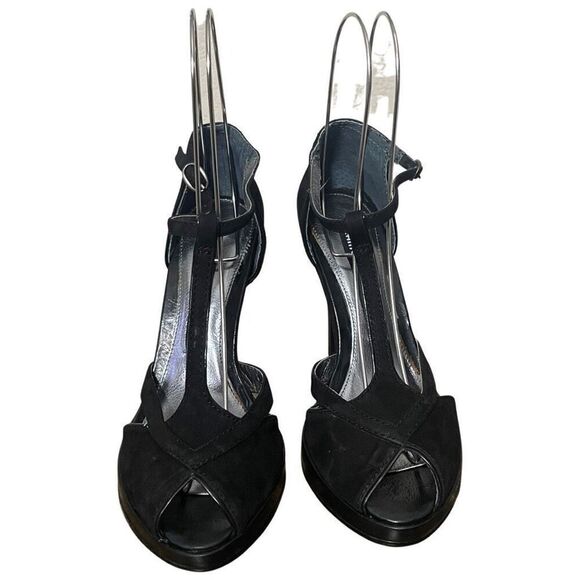 CHINESE LAUNDRY Nyrvana, Black Suede, Peep Toe, Ankle Strap heels, Size 7.5 - Picture 5 of 12